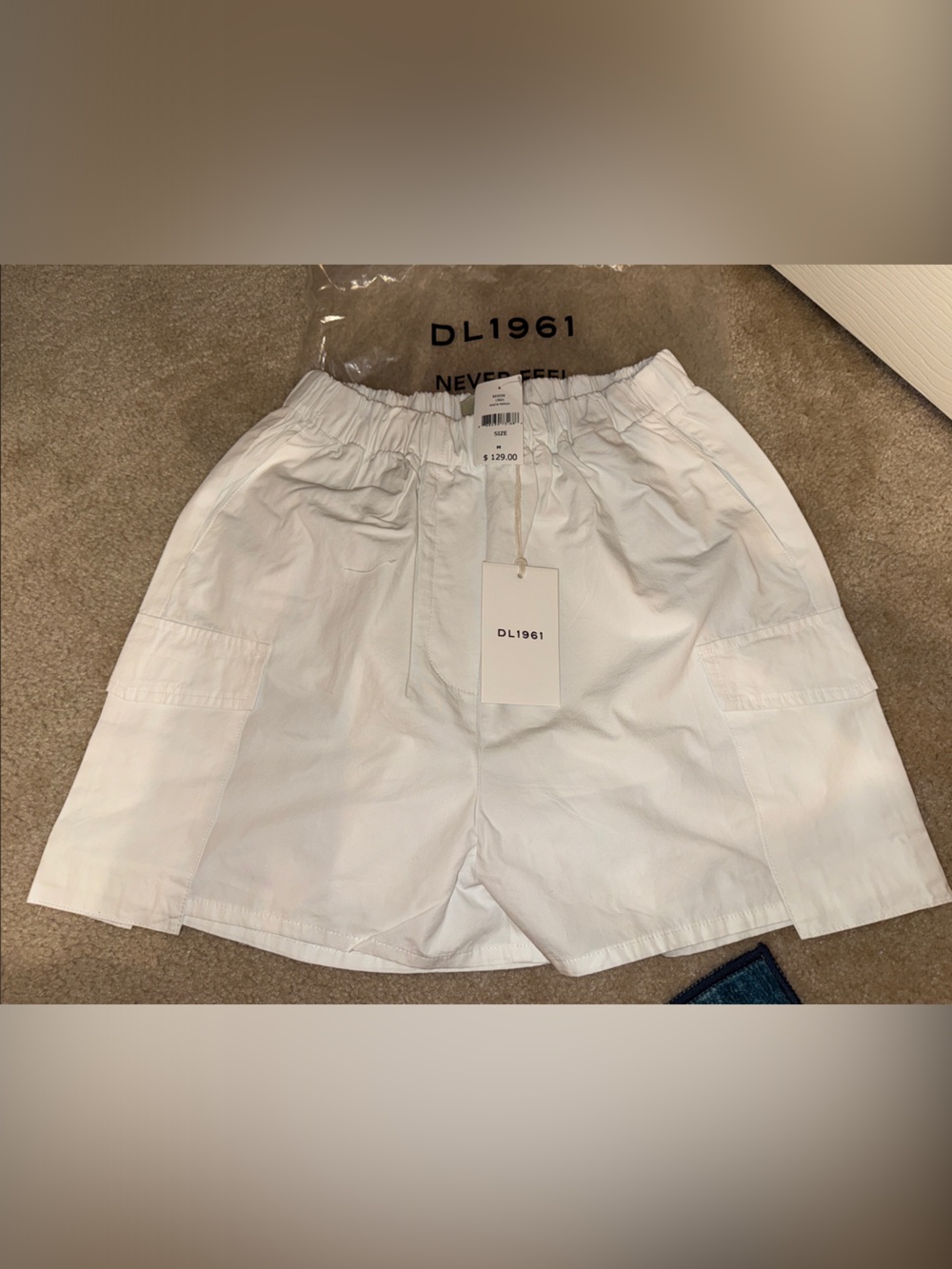 DL1961 White Elastic-Waist Cotton Bermuda Shorts